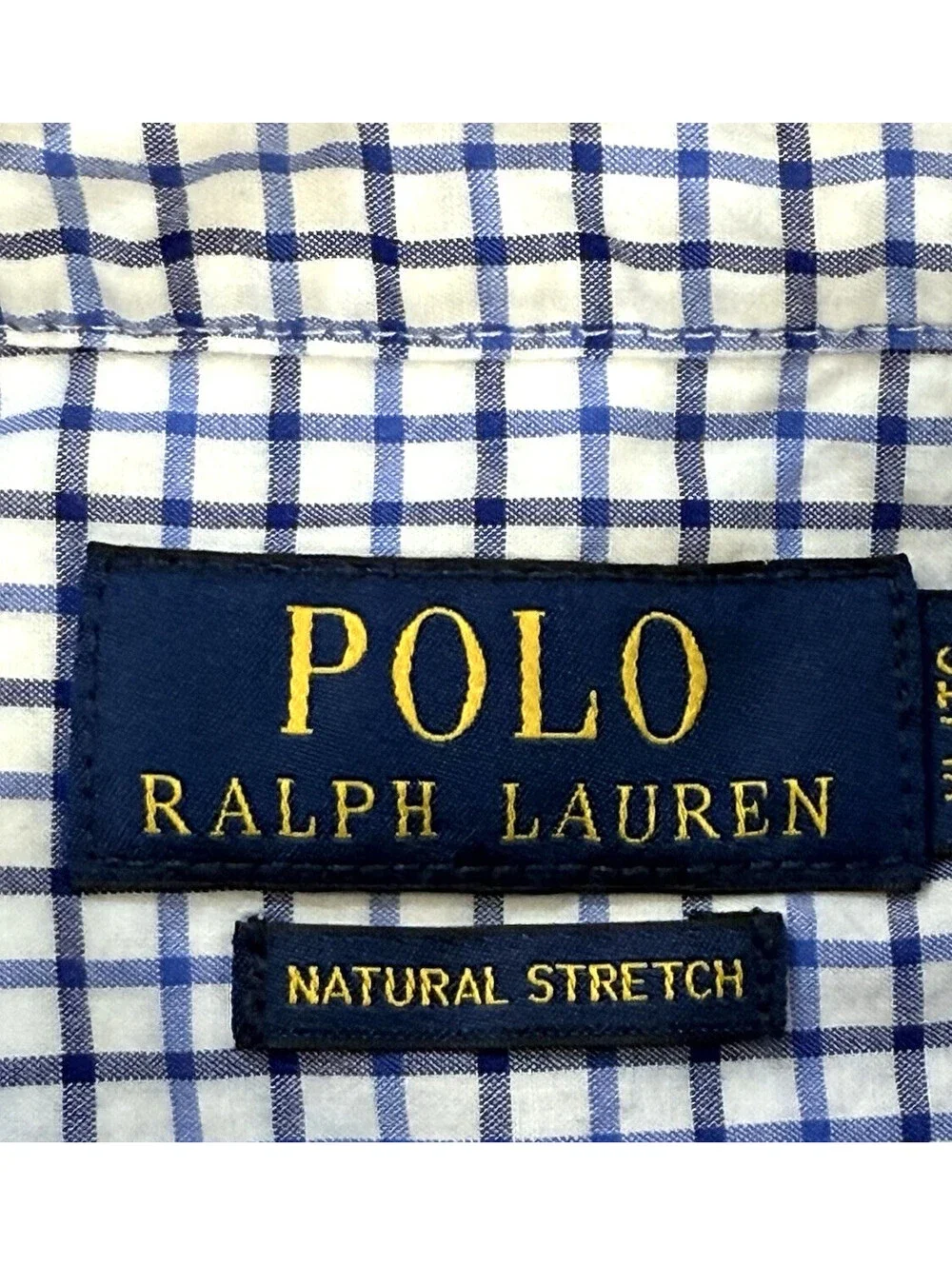 Polo Ralph Lauren Shirt Youth Large Blue Gingham Poplin Check Casual Nat Stretch